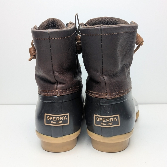 Sperry Saltwater Duck Boot Brown Leather Rubber Women's Size 7.5 - Picture 5 of 10